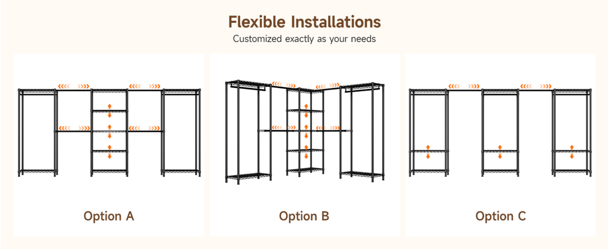 Heavy Duty Freestanding Clothes Rack with 9 Shelves