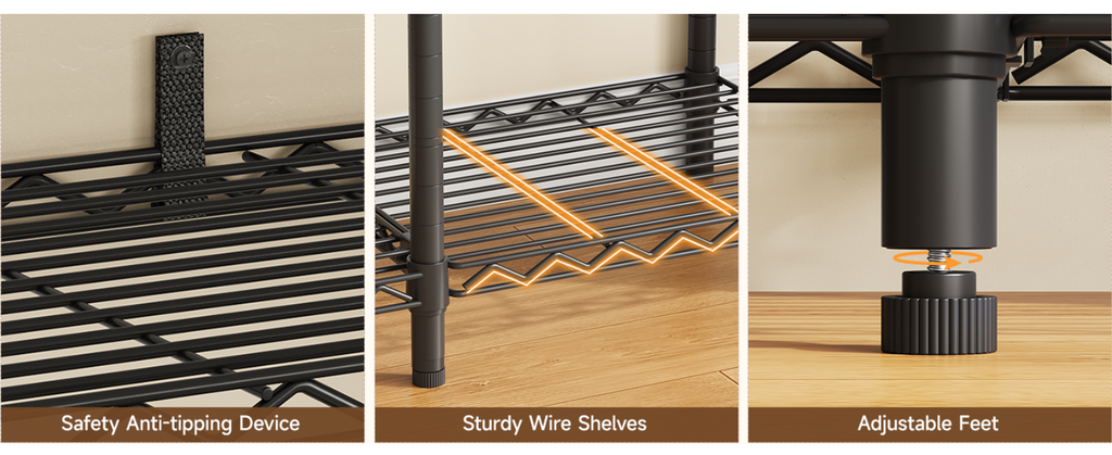 Heavy Duty Freestanding Clothes Rack with 9 Shelves