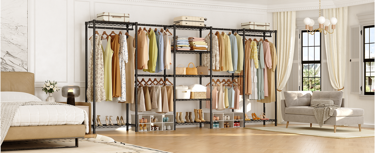 Heavy Duty Freestanding Clothes Rack with 9 Shelves