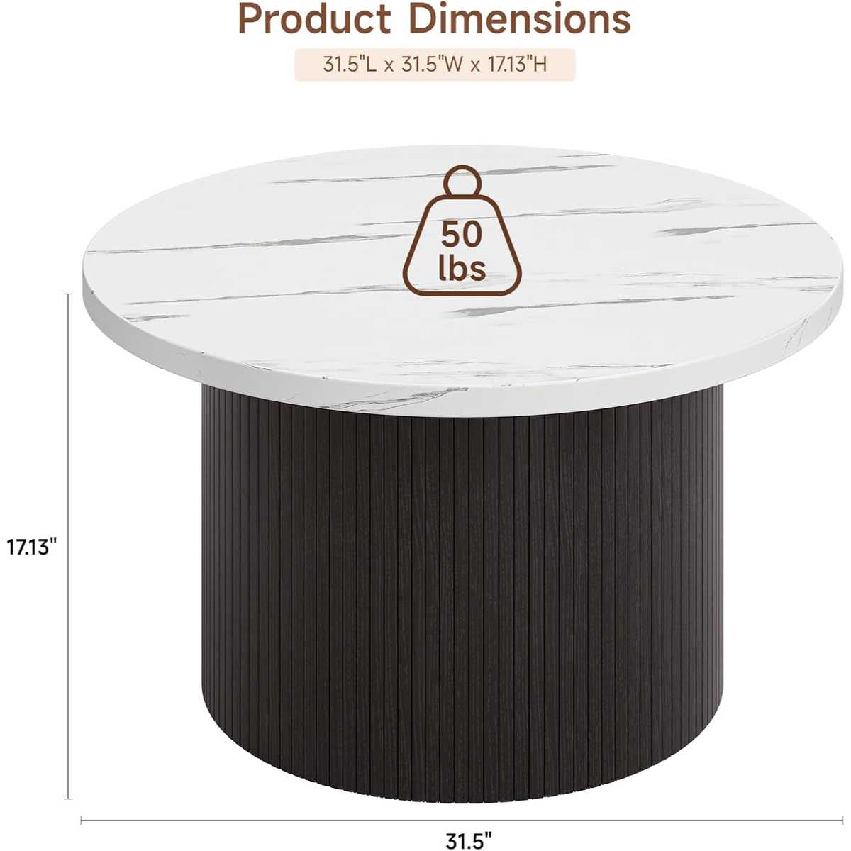 31.5 Inch Round Drum Coffee Table