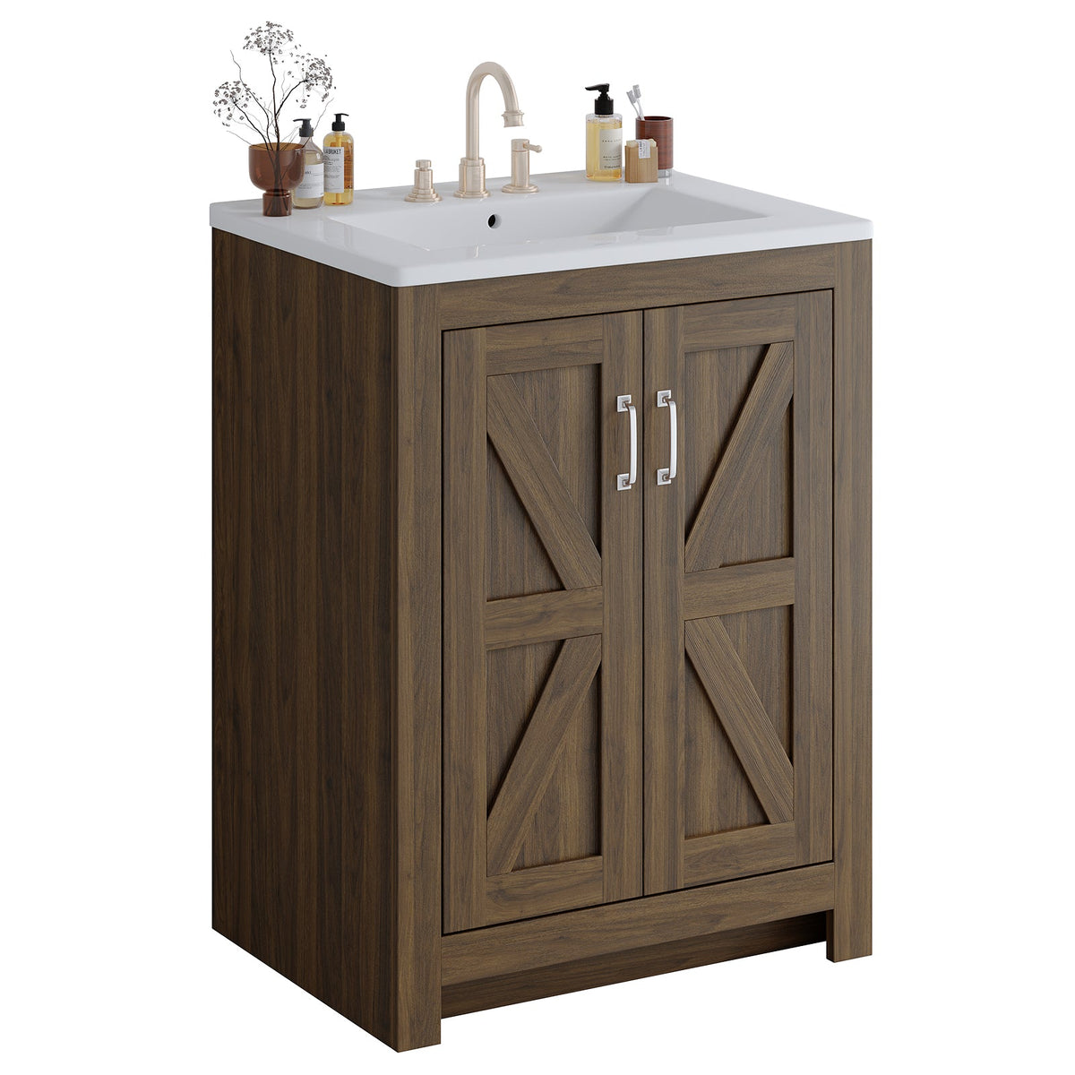 24-Inch Farmhouse Bathroom Vanity with Sink, 2 Doors