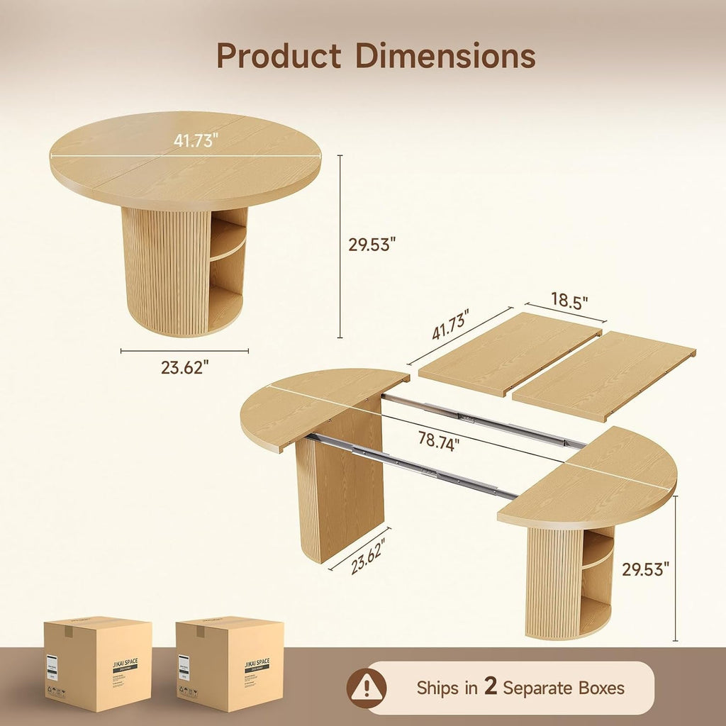41-78 Inch Extendable Oval Dining Table, Seats 4-8