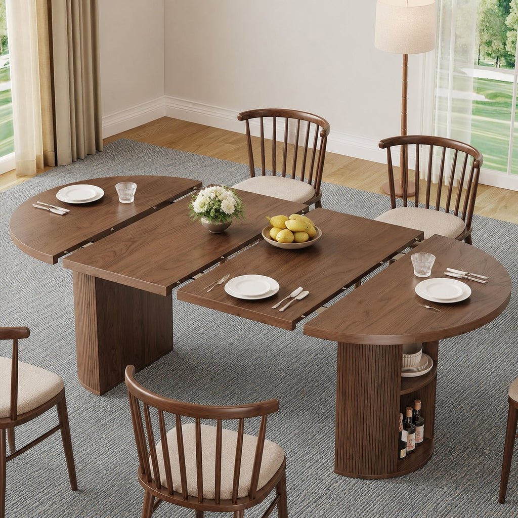 41-78 Inch Extendable Oval Dining Table, Seats 4-8