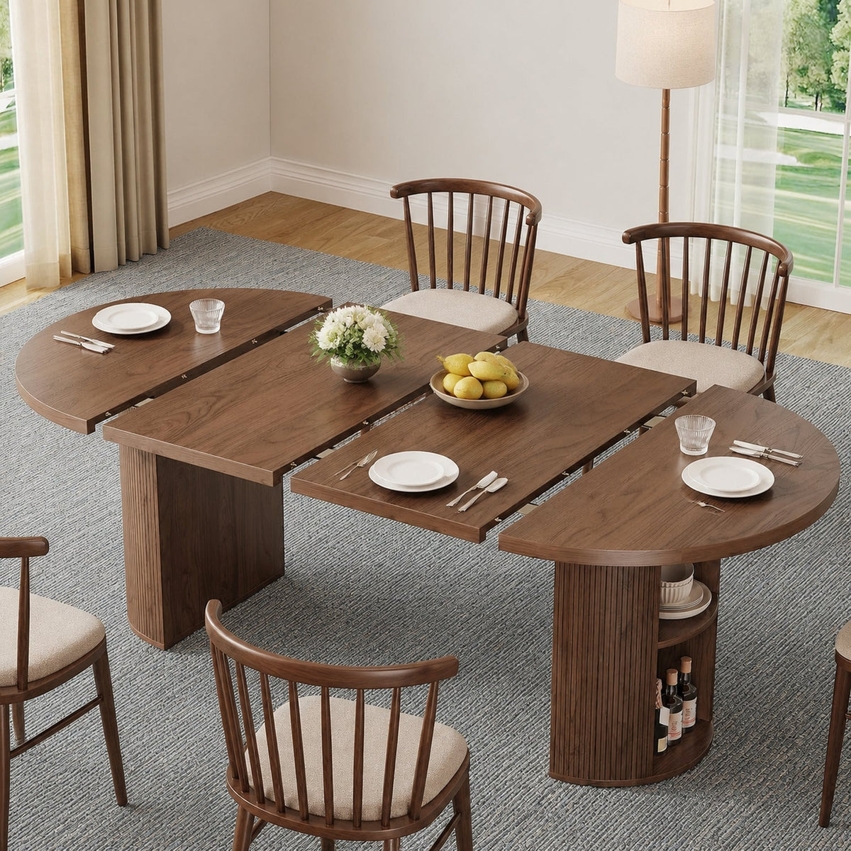 41-78 Inch Extendable Oval Dining Table, Seats 4-8