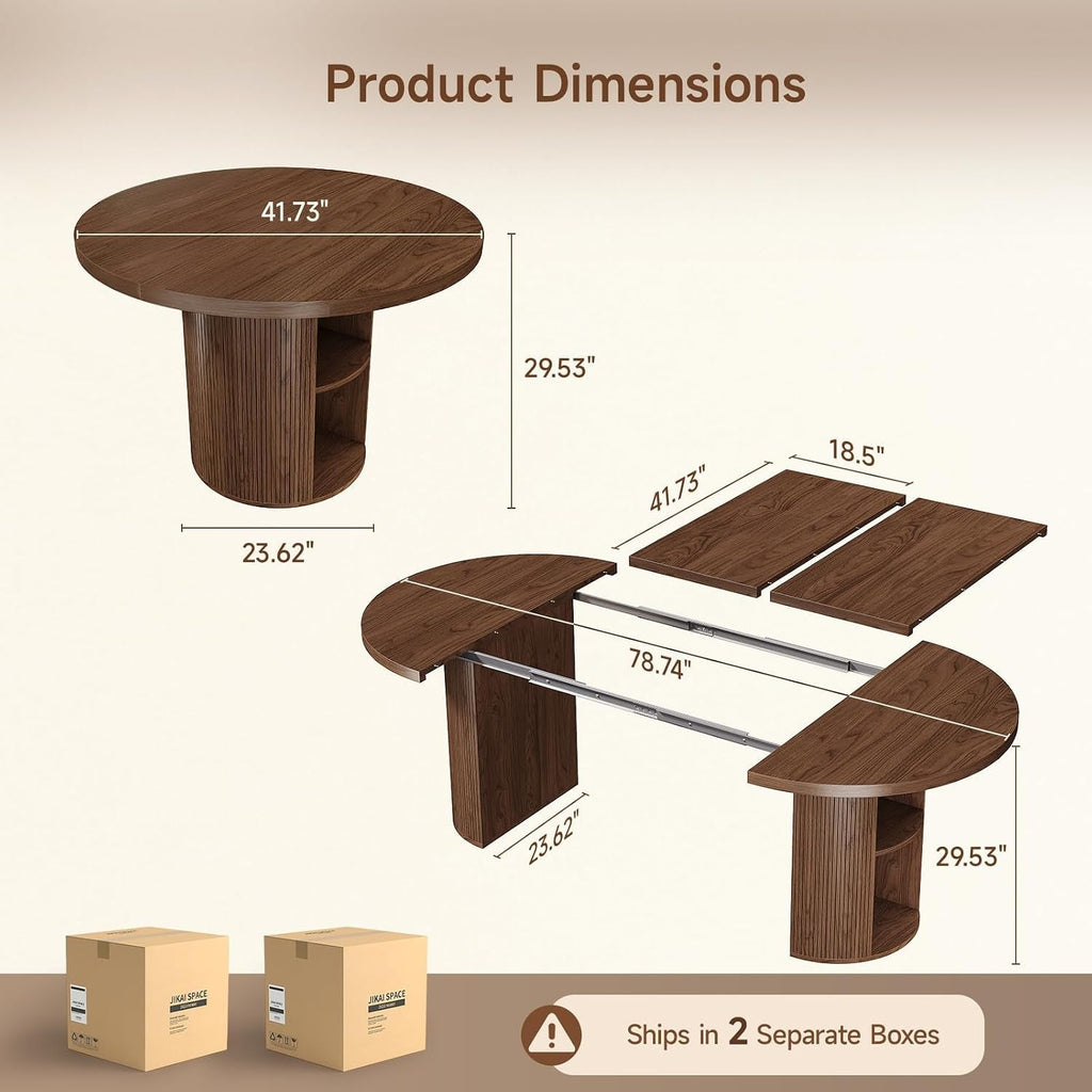41-78 Inch Extendable Oval Dining Table, Seats 4-8