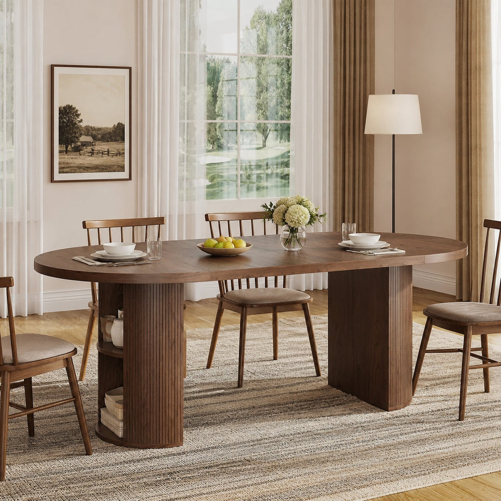 41-78 Inch Extendable Oval Dining Table, Seats 4-8