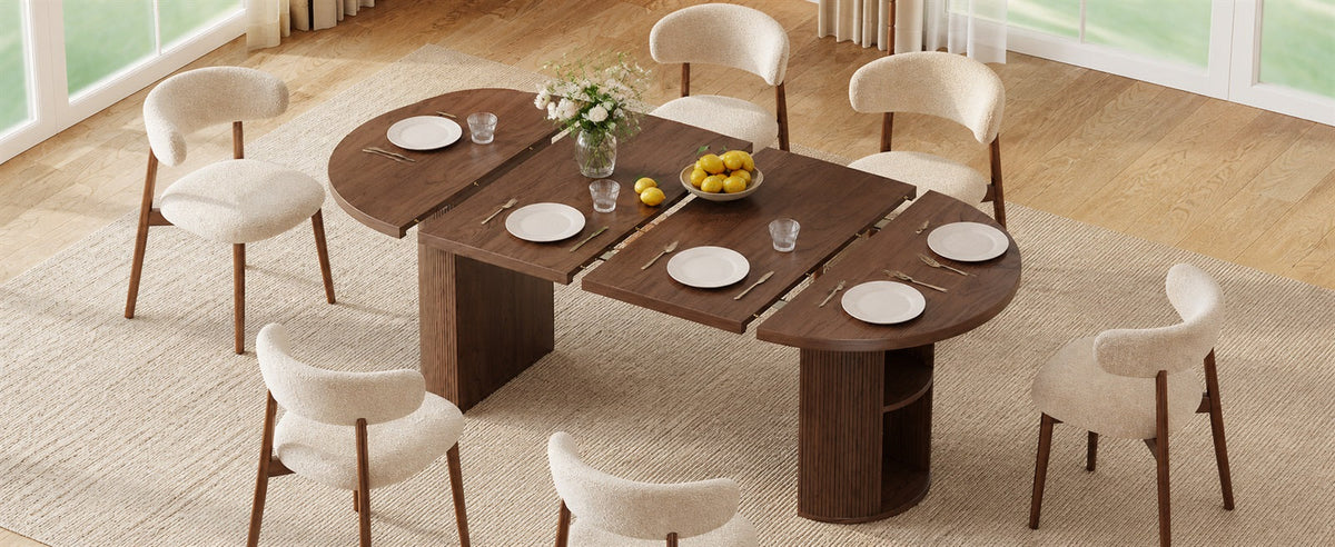 41-78 Inch Extendable Oval Dining Table, Seats 4-8