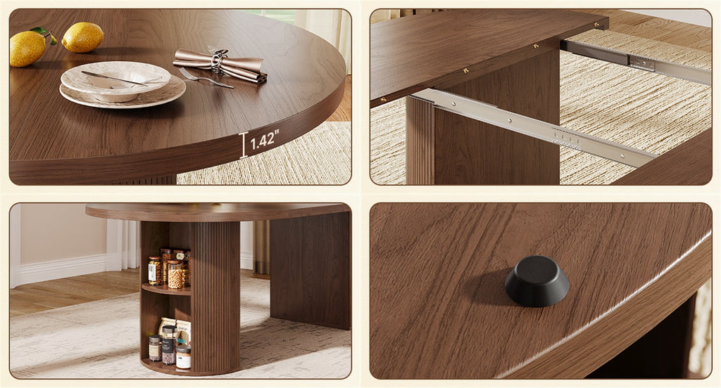 41-78 Inch Extendable Oval Dining Table, Seats 4-8