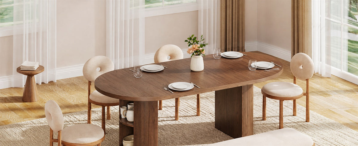 41-78 Inch Extendable Oval Dining Table, Seats 4-8
