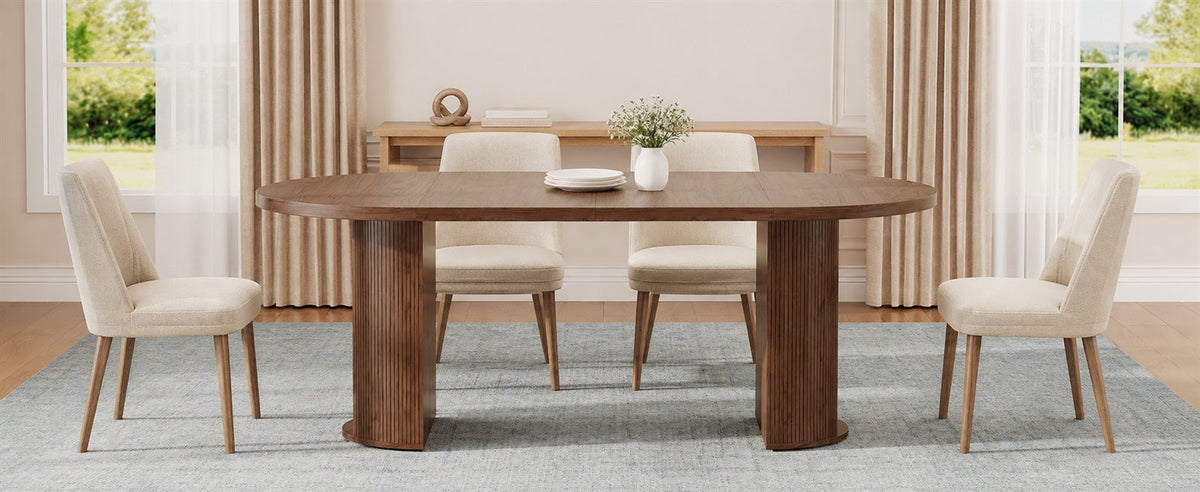 41-78 Inch Extendable Oval Dining Table, Seats 4-8