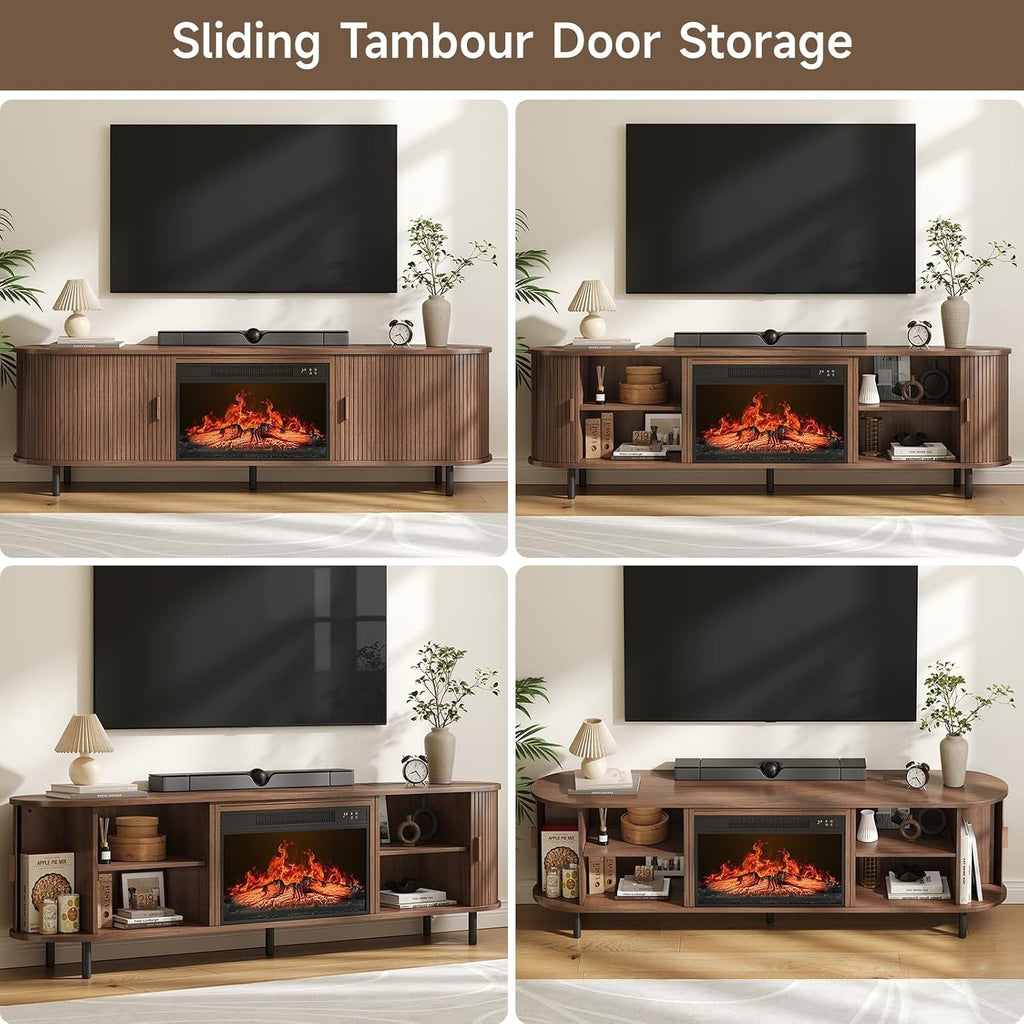 70.8-Inch Fireplace TV Stand with Electric Fireplace