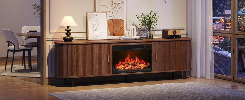 78.7-Inch Fireplace TV Stand with Electric Fireplace