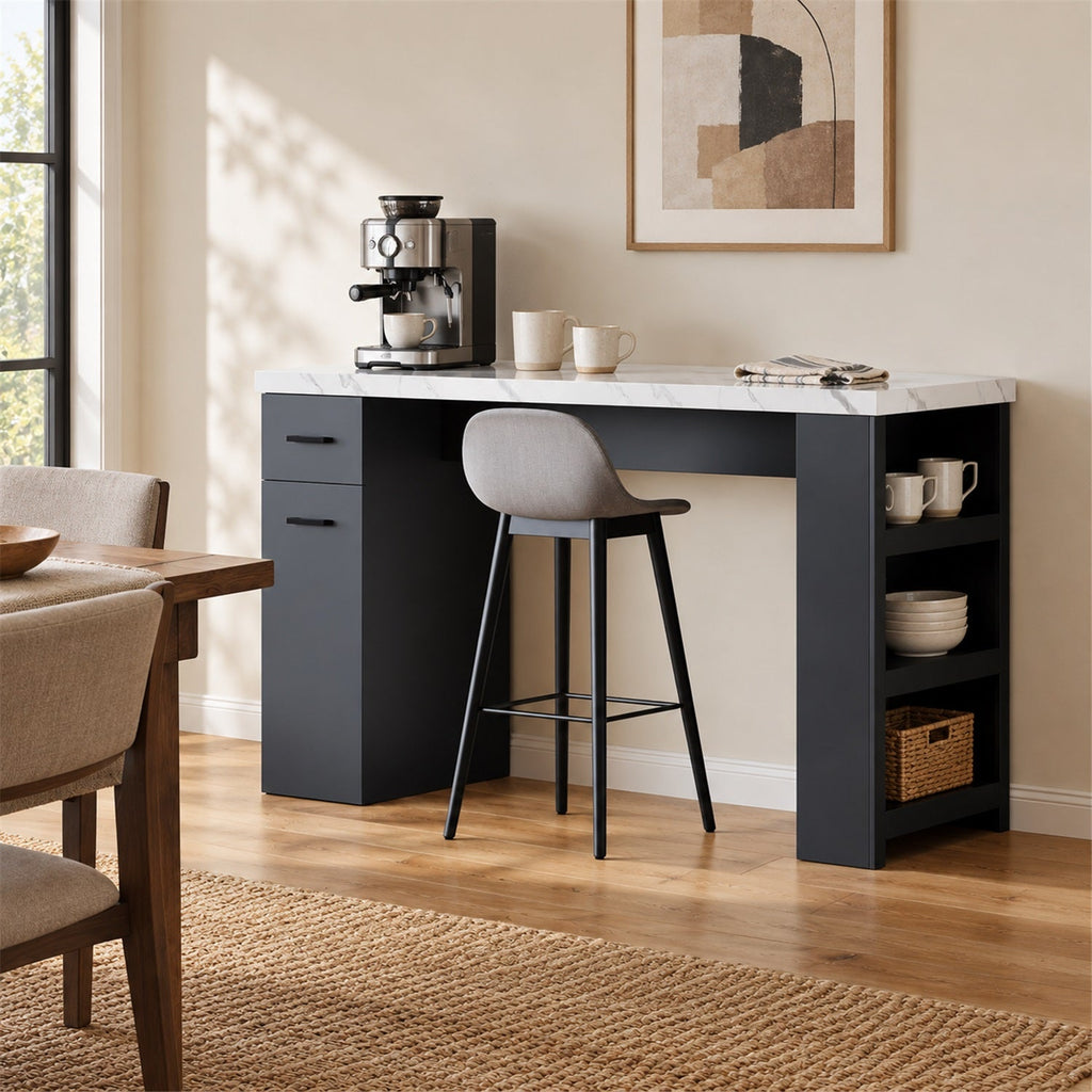 59-Inch Kitchen Island Table with Pull-Out Basket