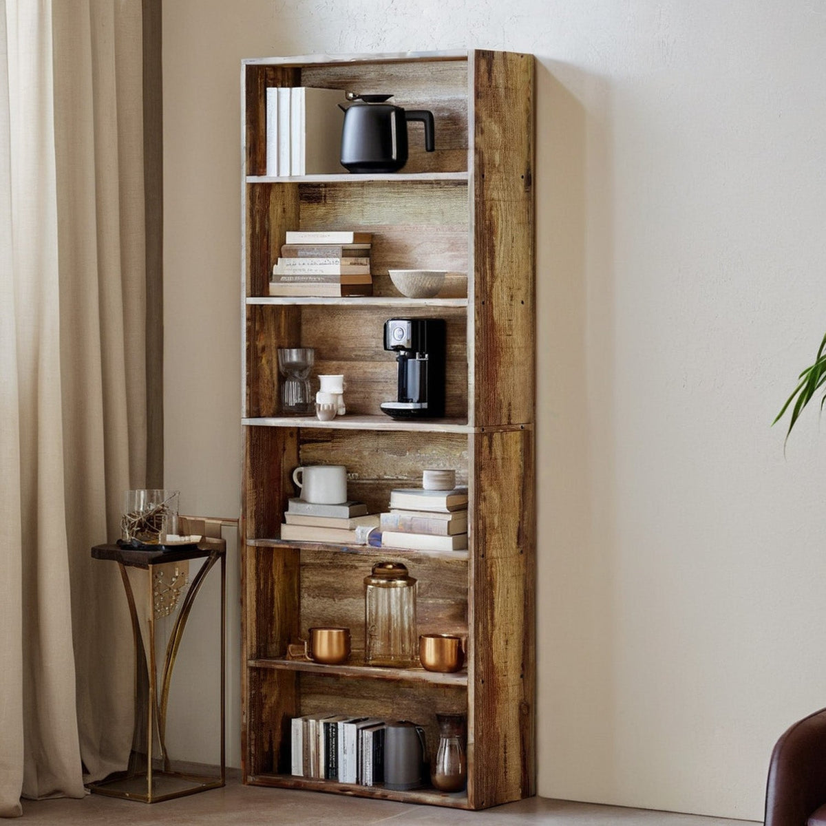 70 Inch Industrial 6-Shelf Floor Standing Bookshelf