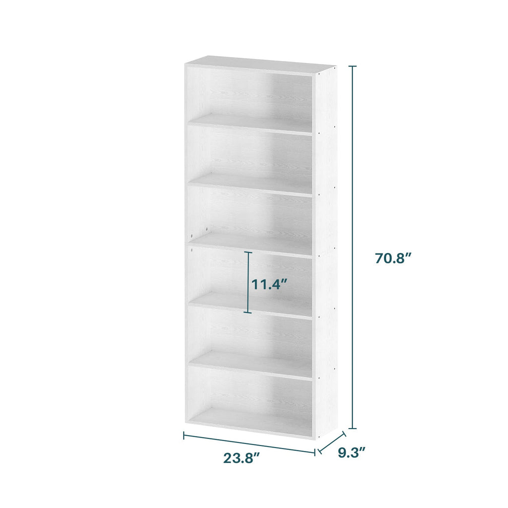 70 Inch Industrial 6-Shelf Floor Standing Bookshelf