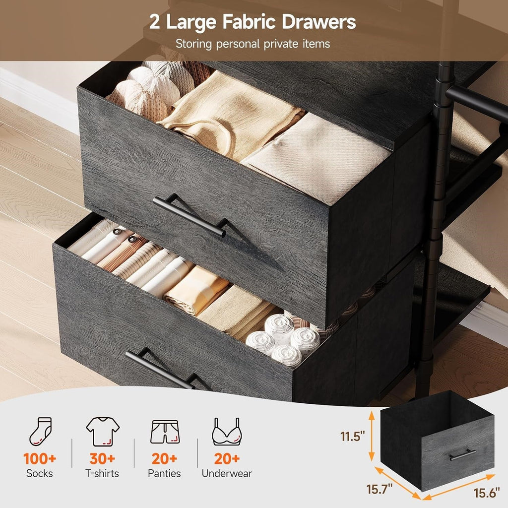 Closet Organizer System with Drawers and Rods