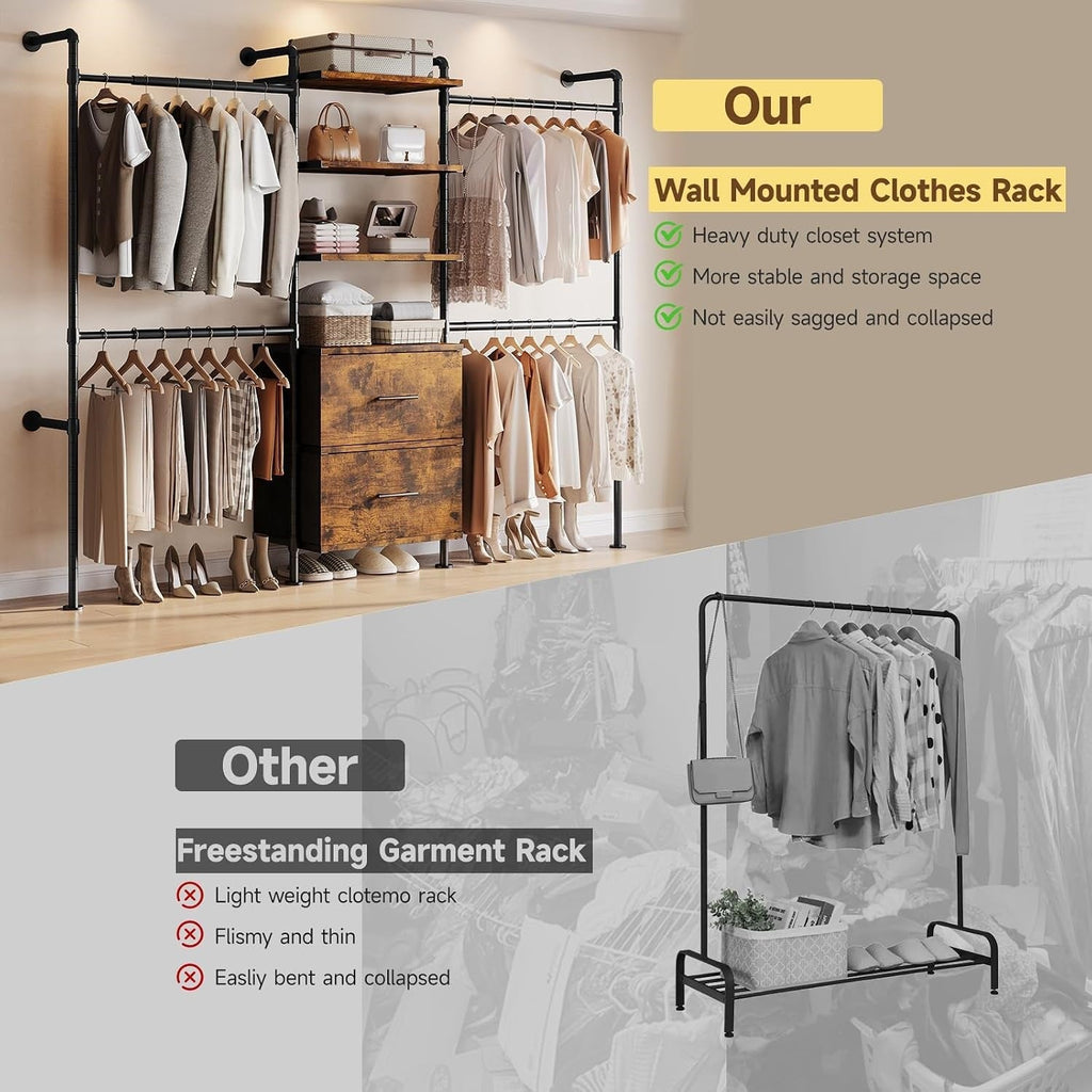 Closet Organizer System with Drawers and Rods