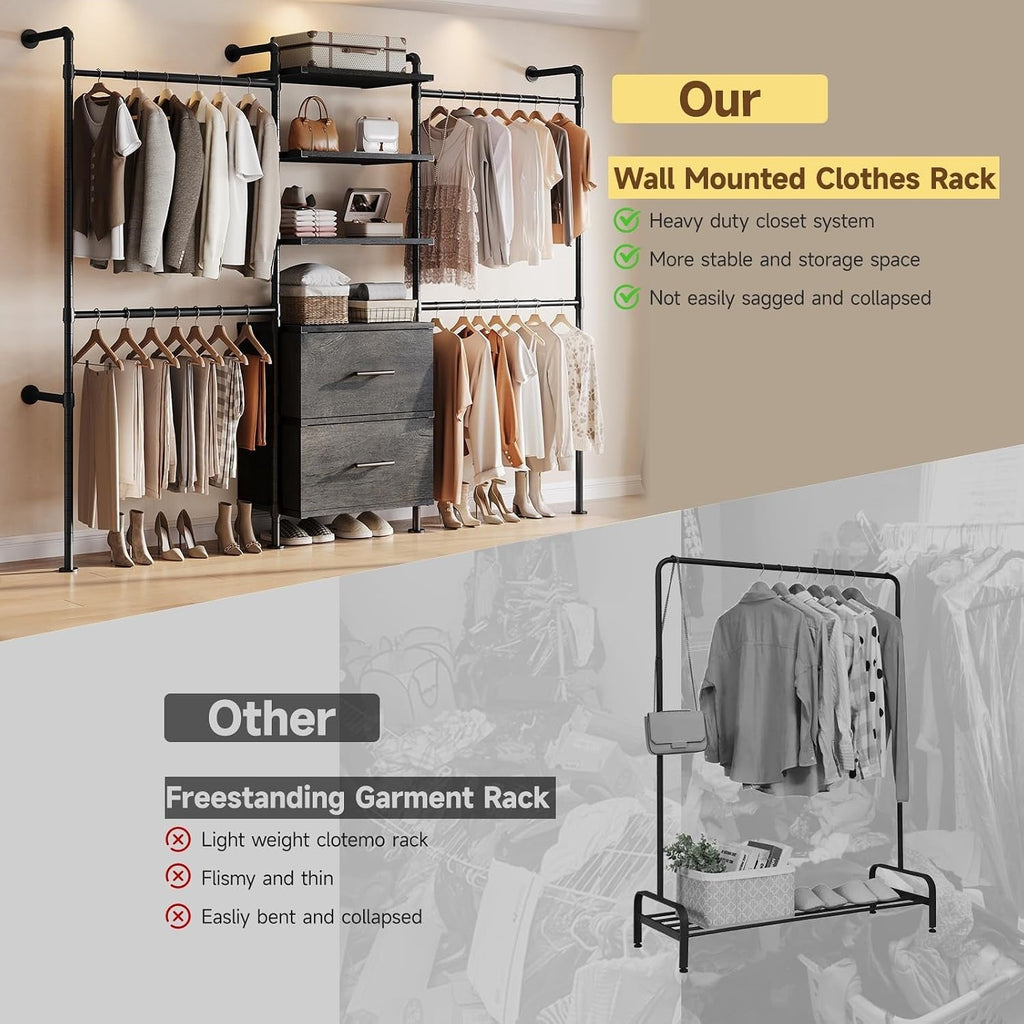 Closet Organizer System with Drawers and Rods