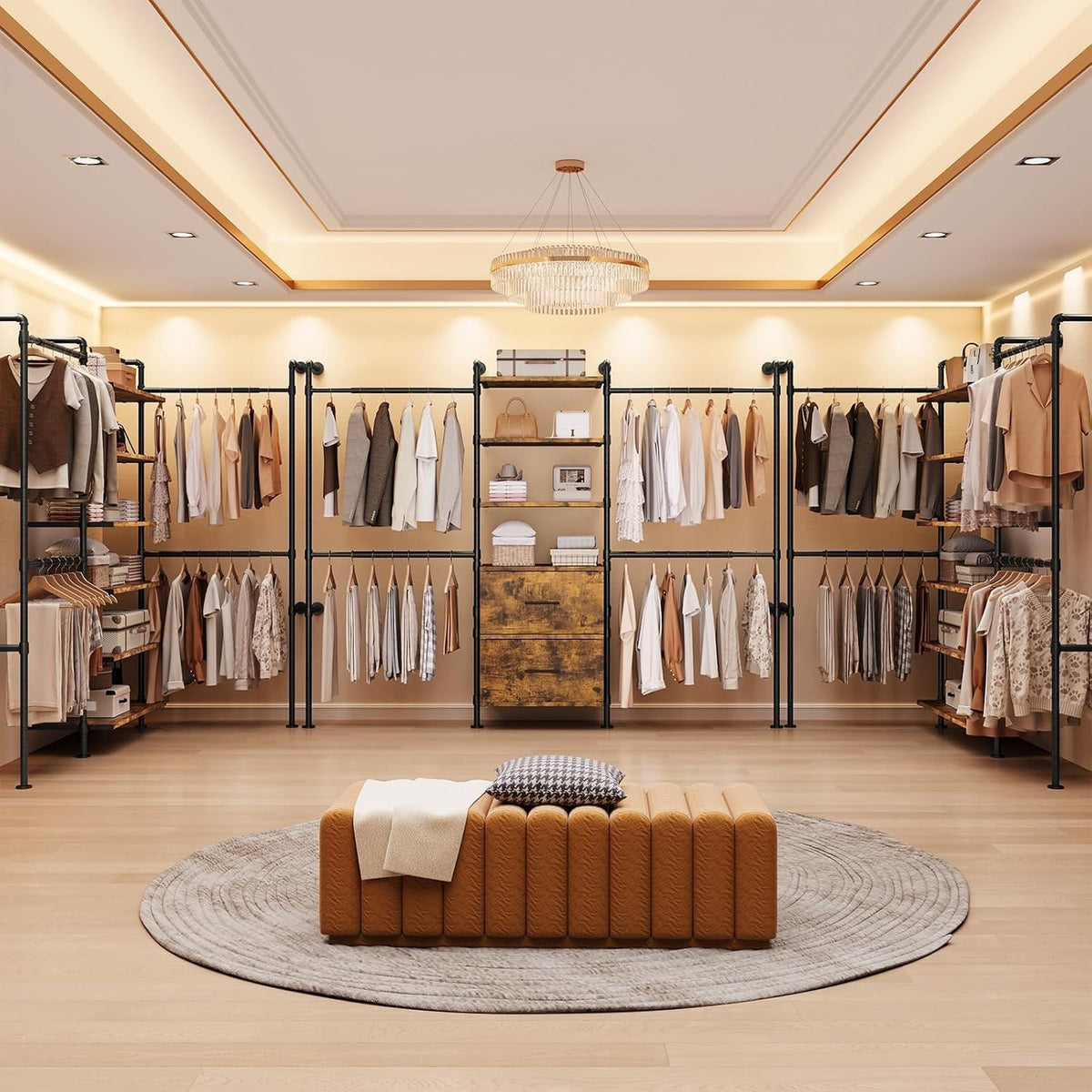 Closet Organizer System with Drawers and Rods