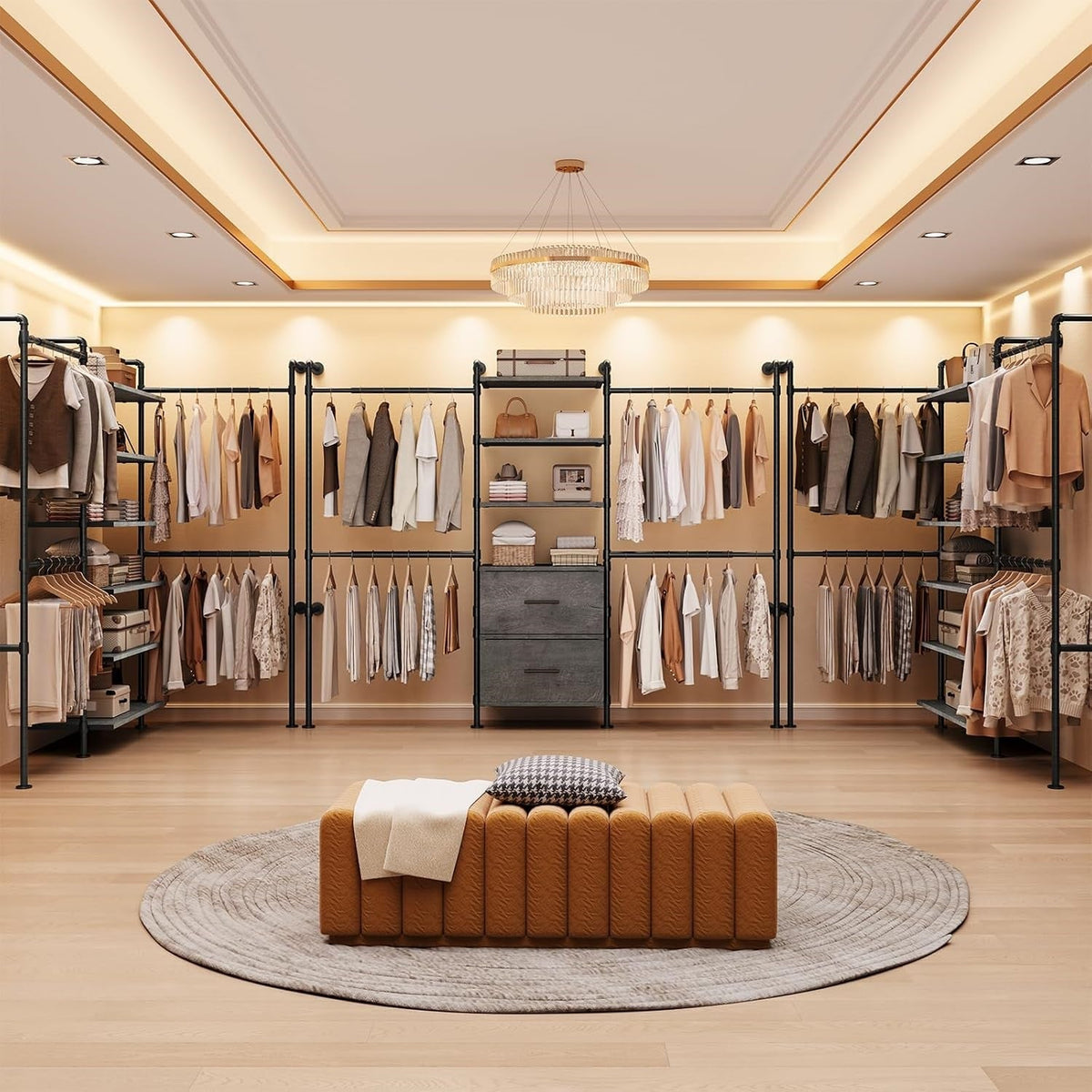 Closet Organizer System with Drawers and Rods