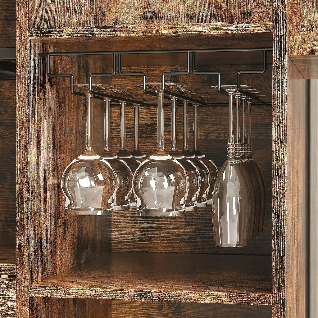 Industrial Rolling Kitchen Island with Wine Rack