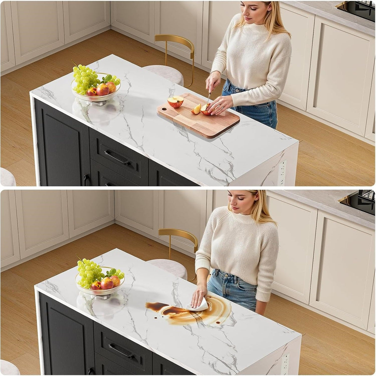 47-Inch Kitchen Island Dining Table with 4 Drawers