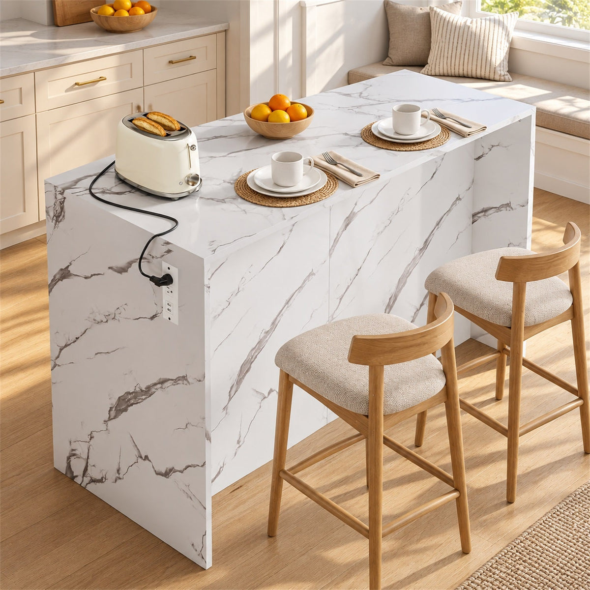 47-Inch Kitchen Island Dining Table with 4 Drawers