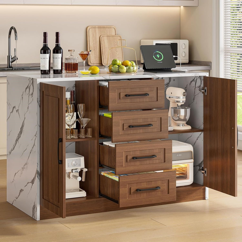 47-Inch Kitchen Island Dining Table with 4 Drawers