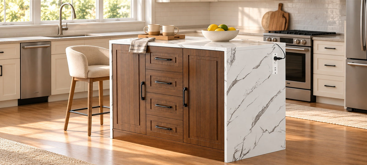47-Inch Kitchen Island Dining Table with 4 Drawers
