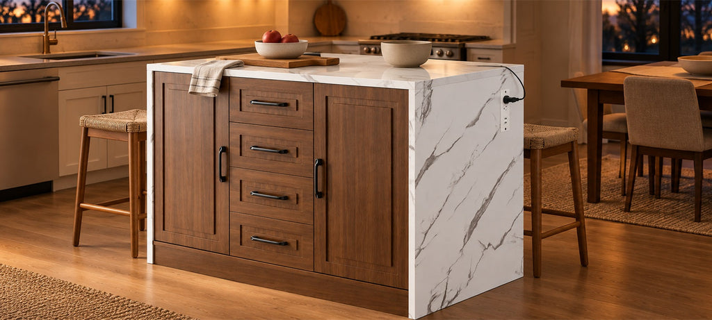 47-Inch Kitchen Island Dining Table with 4 Drawers