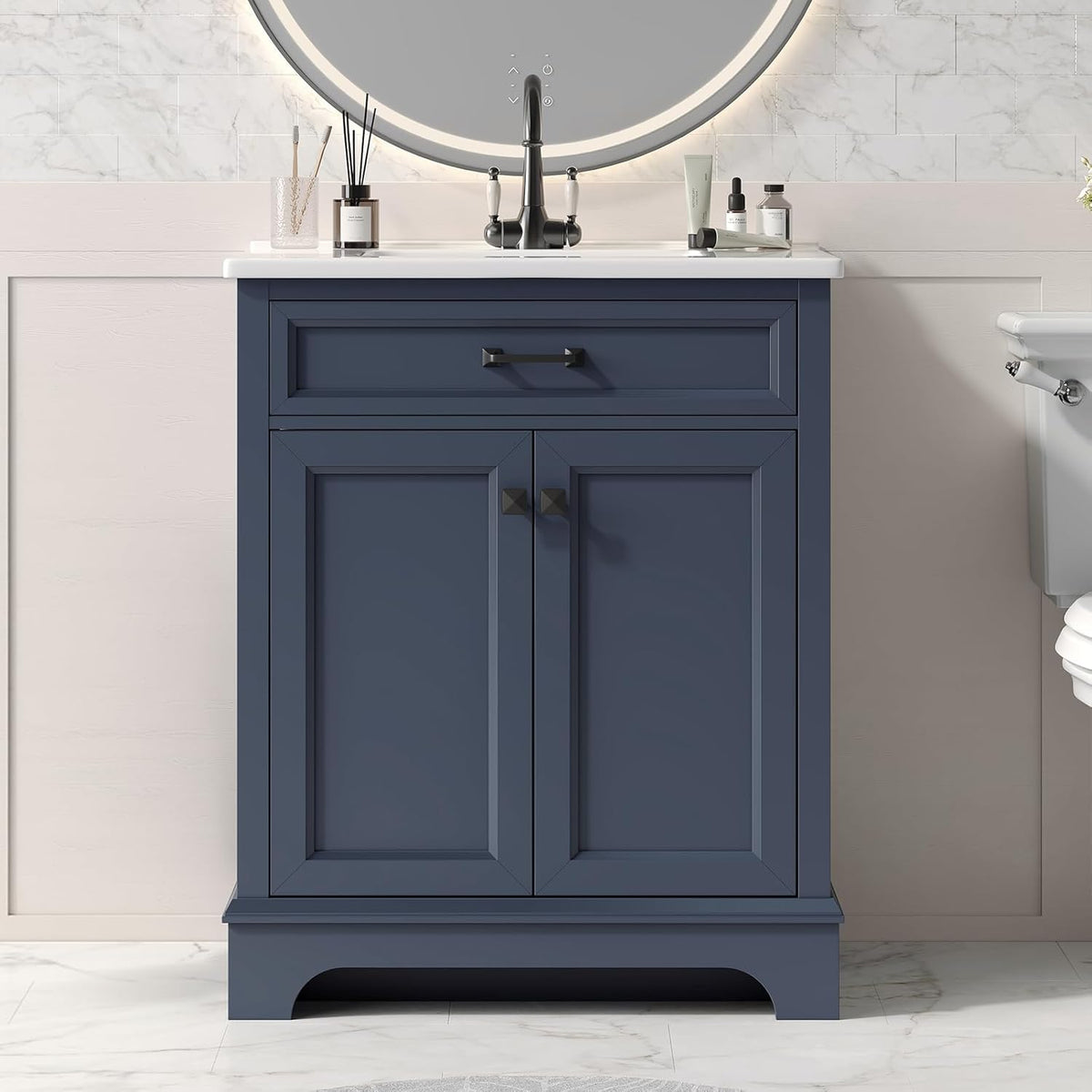28 Inch Bathroom Vanity with Ceramic Sink and Shelf