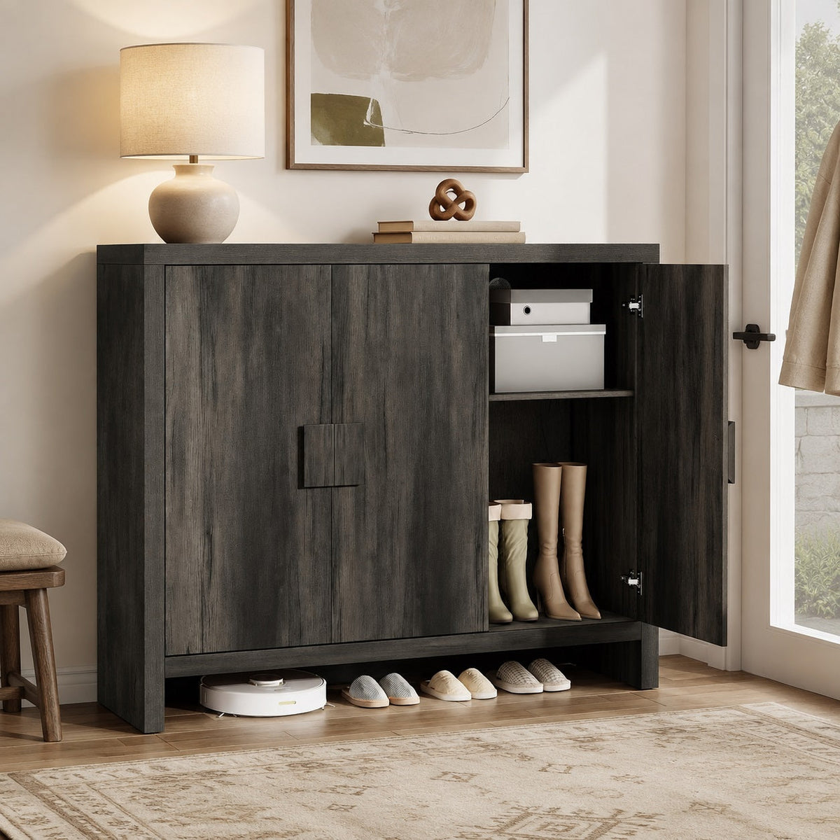 47 Inch Shoe Storage Cabinet for 30 Pairs