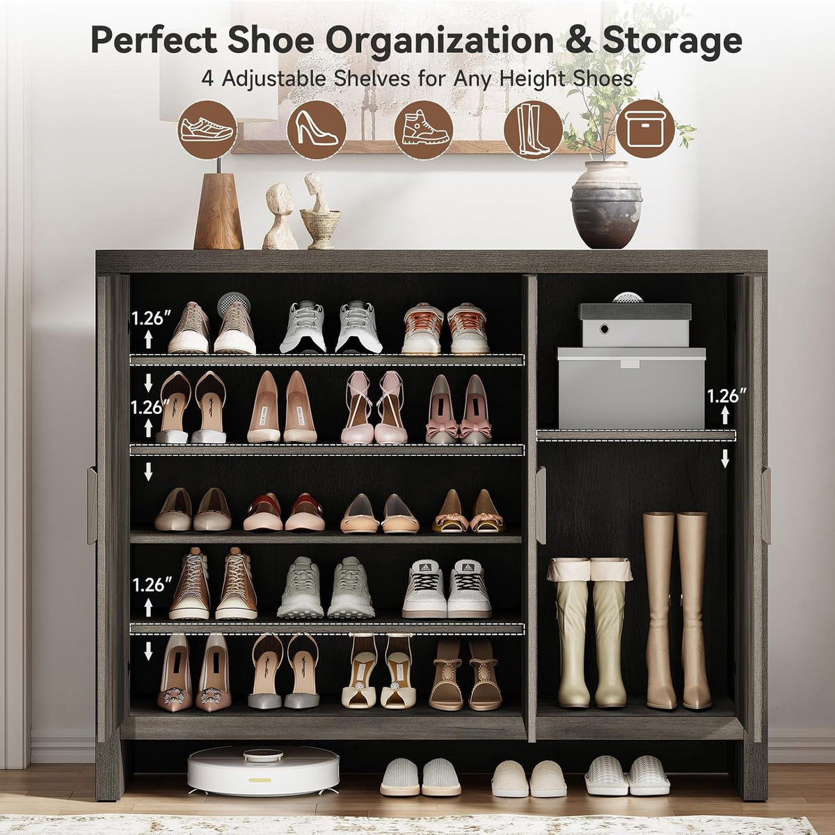 47 Inch Shoe Storage Cabinet for 30 Pairs