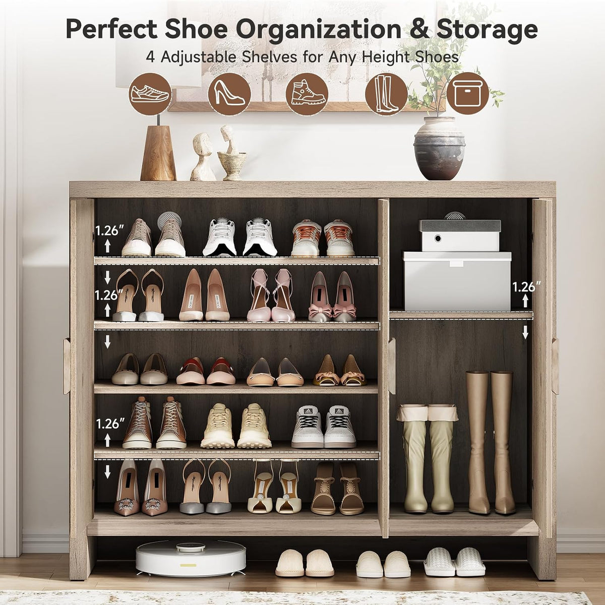 47 Inch Shoe Storage Cabinet for 30 Pairs