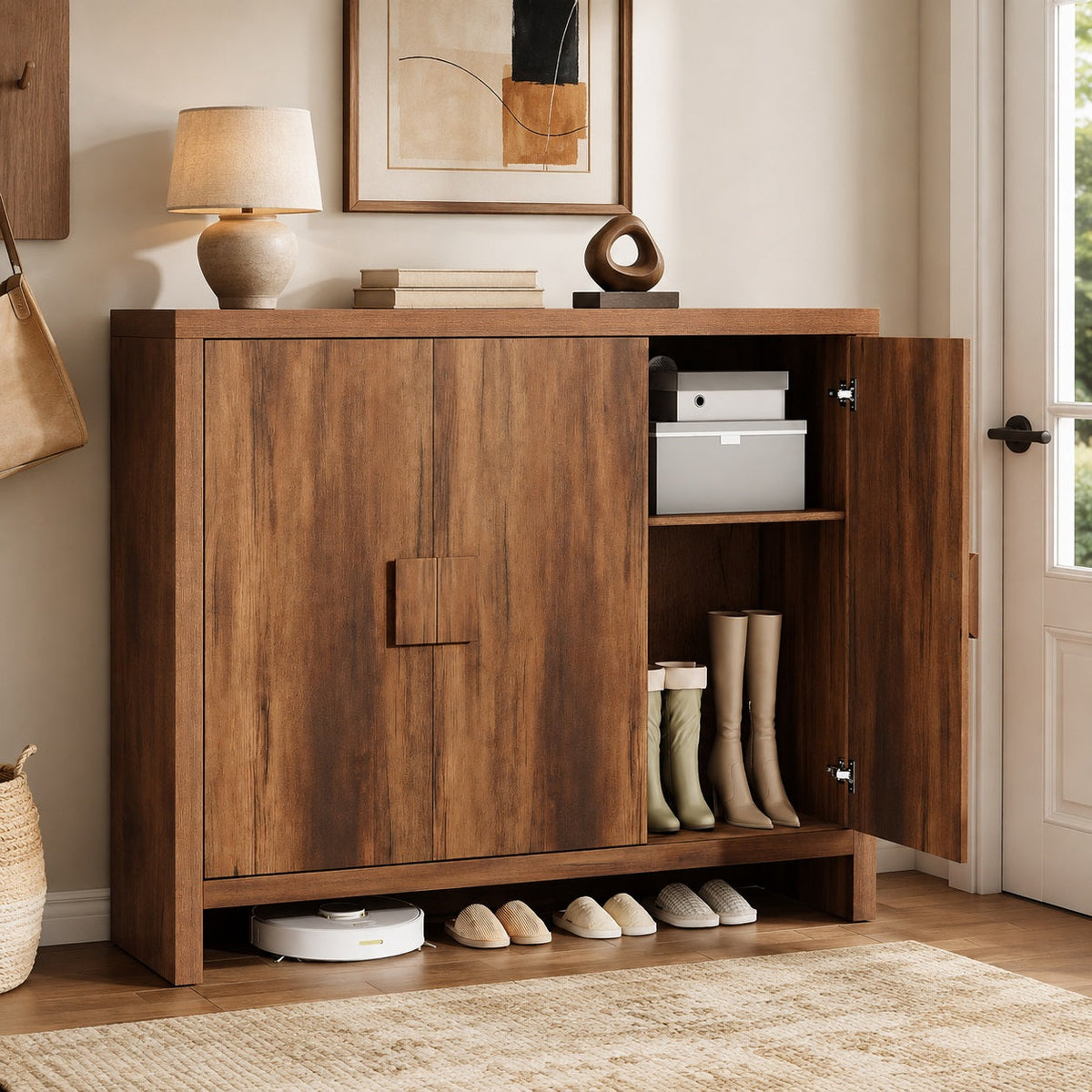 47 Inch Shoe Storage Cabinet for 30 Pairs
