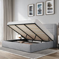Lift Up Storage Bed Frame with Wingback Headboard