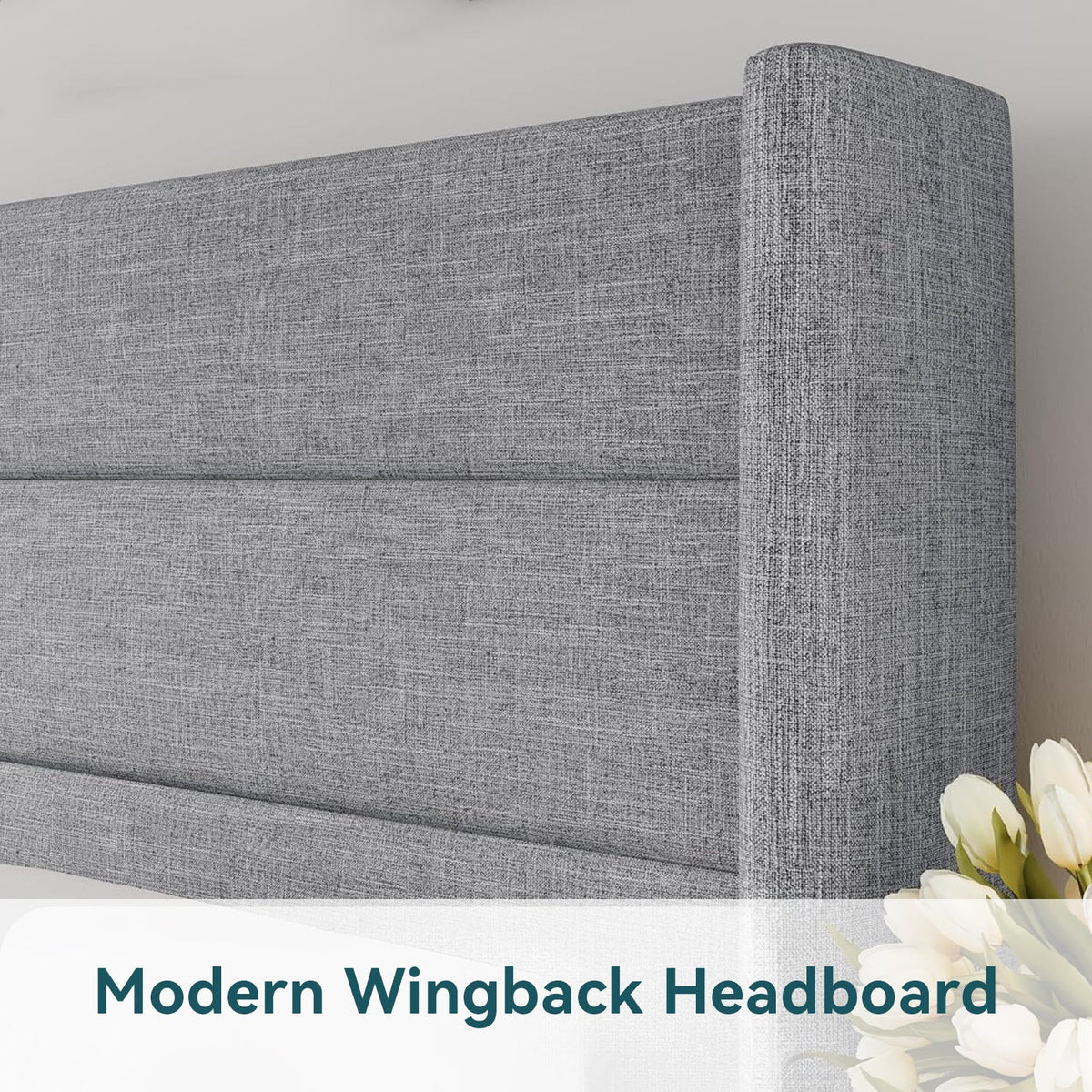 Lift Up Storage Bed Frame with Wingback Headboard