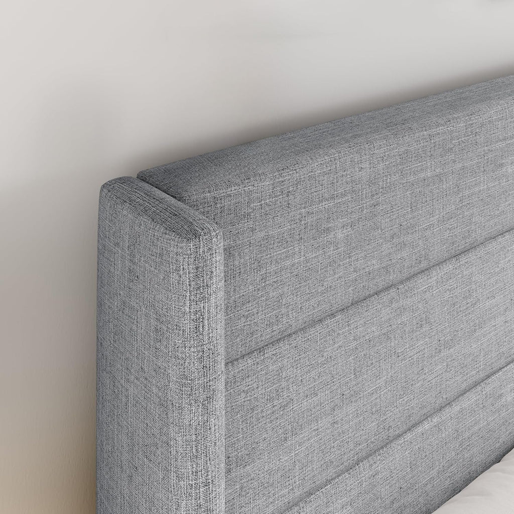 Lift Up Storage Bed Frame with Wingback Headboard