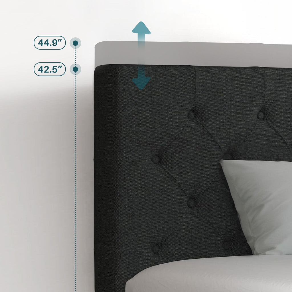 Upholstered Bed Frame with 4 Drawers and Headboard