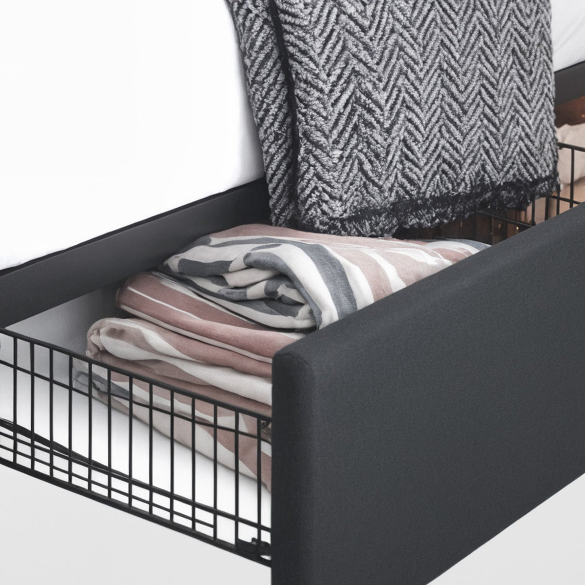 Upholstered Bed Frame with 4 Drawers and Headboard