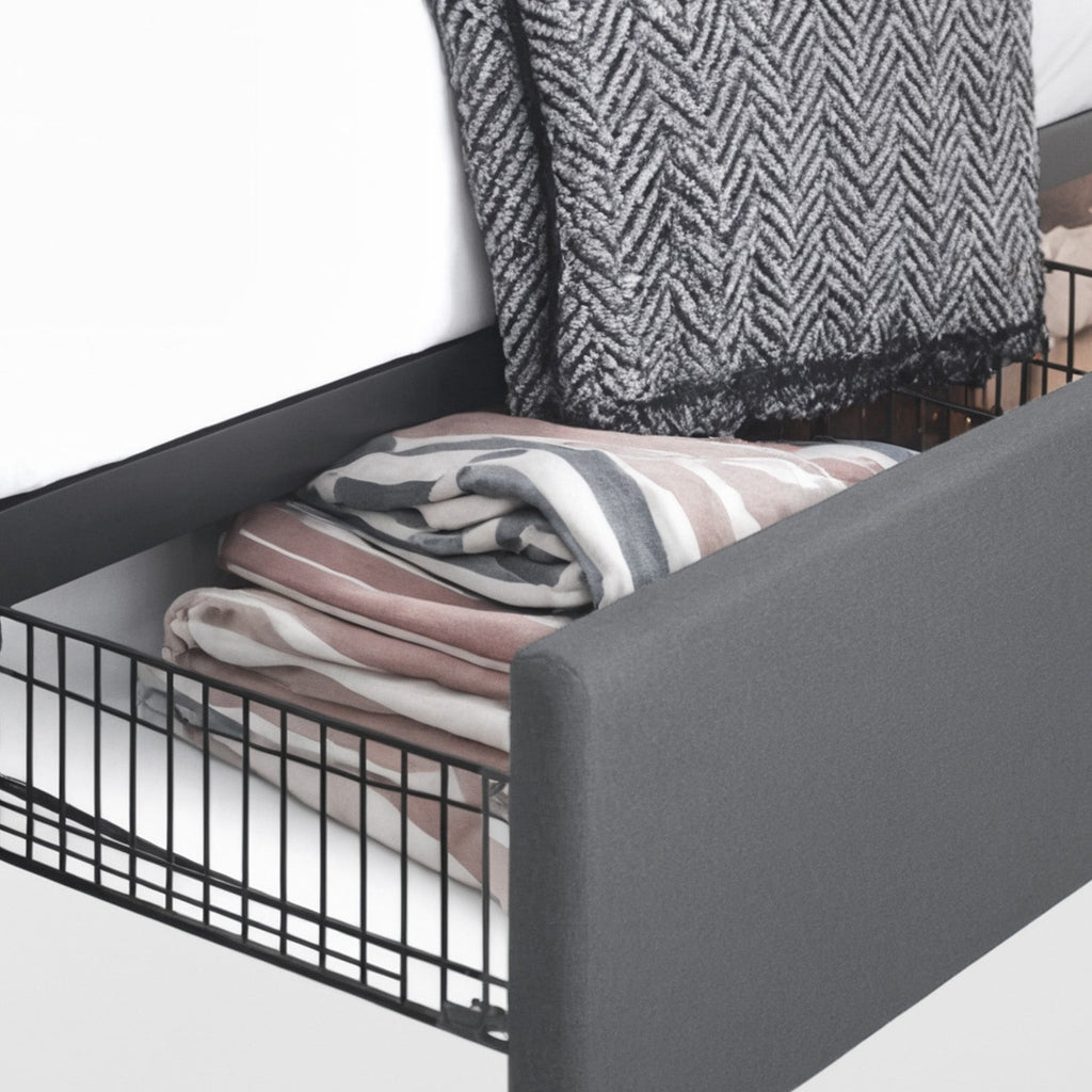 Upholstered Bed Frame with 4 Drawers and Headboard