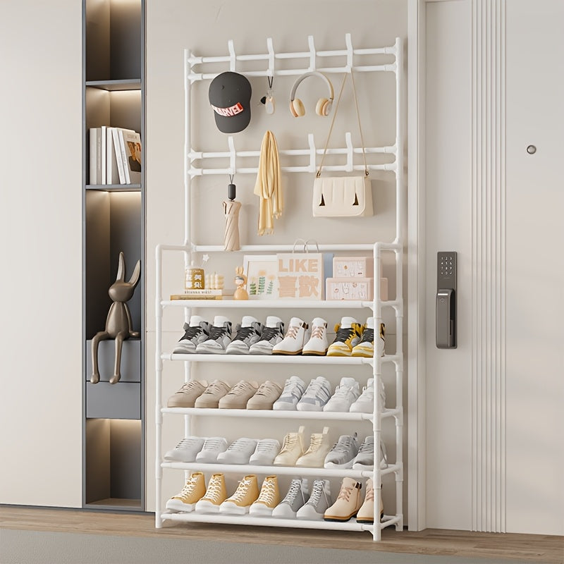 5-Tier Shoe Rack with Coat Hooks