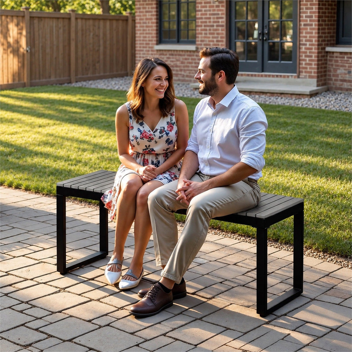 Weatherproof HDPE Outdoor Garden Bench for 2