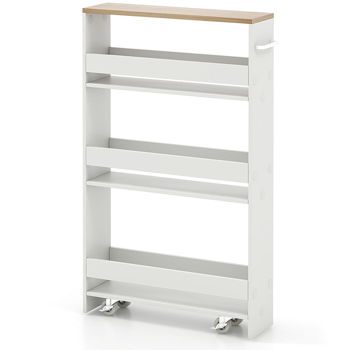 Rolling Slim Kitchen Storage Cart with Handle