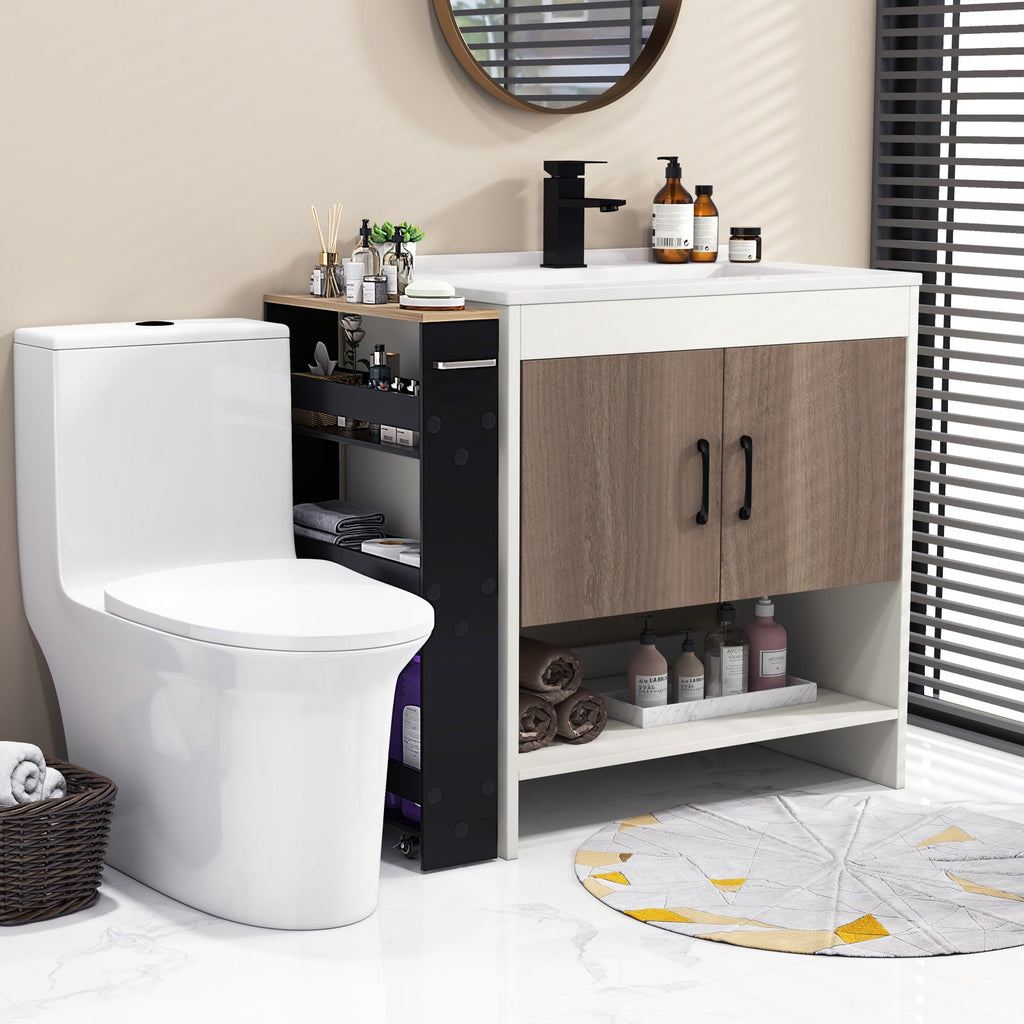 Rolling Slim Kitchen Storage Cart with Handle