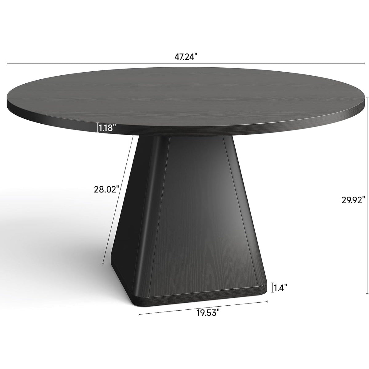 47-Inch Round Dining Table for 4-6 with Pedestal Base