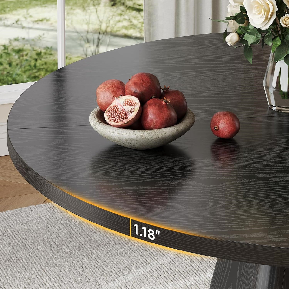 47-Inch Round Dining Table for 4-6 with Pedestal Base
