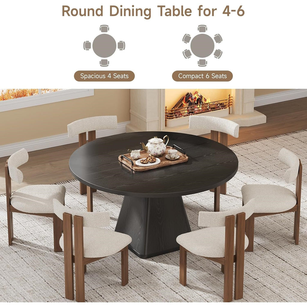 47-Inch Round Dining Table for 4-6 with Pedestal Base