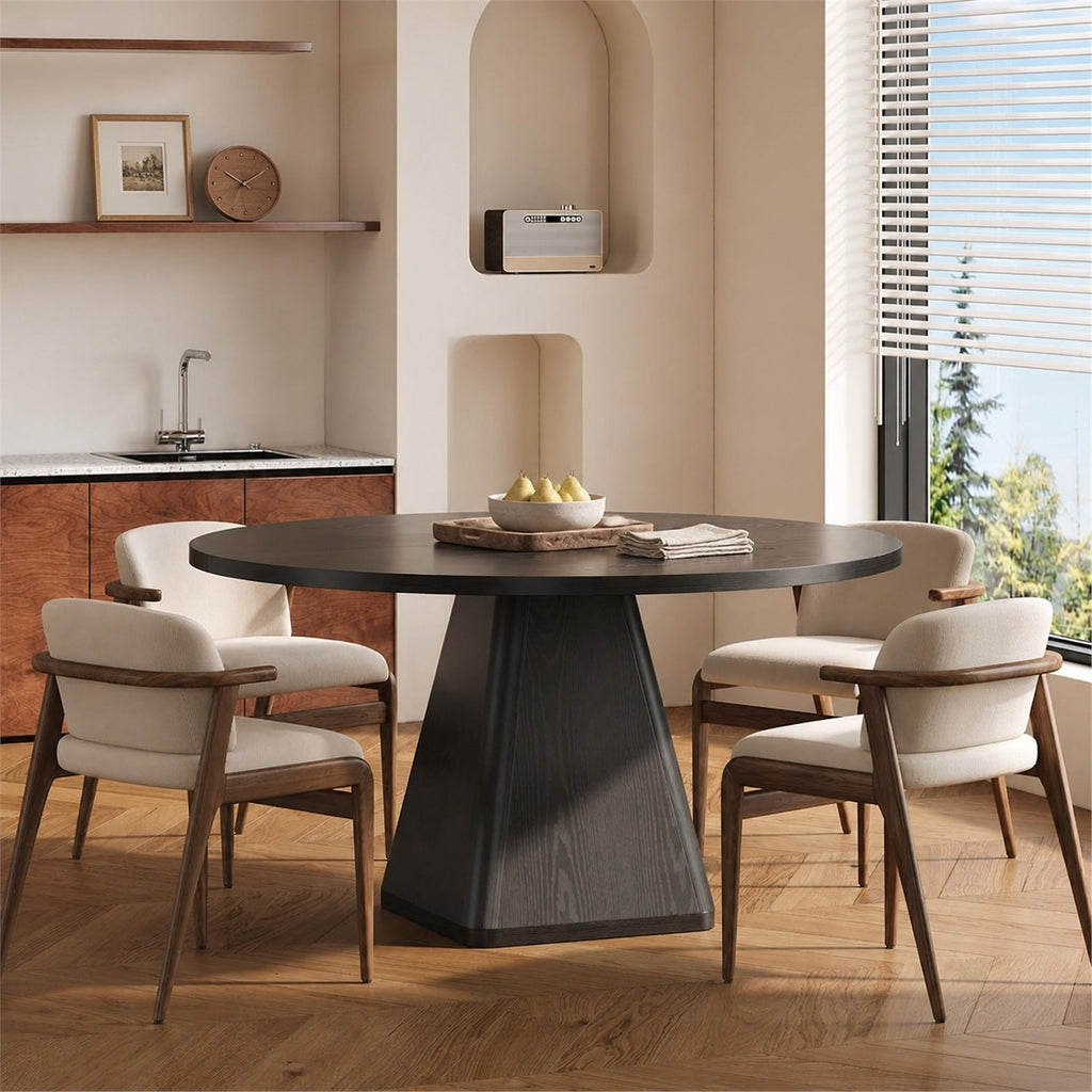 47-Inch Round Dining Table for 4-6 with Pedestal Base