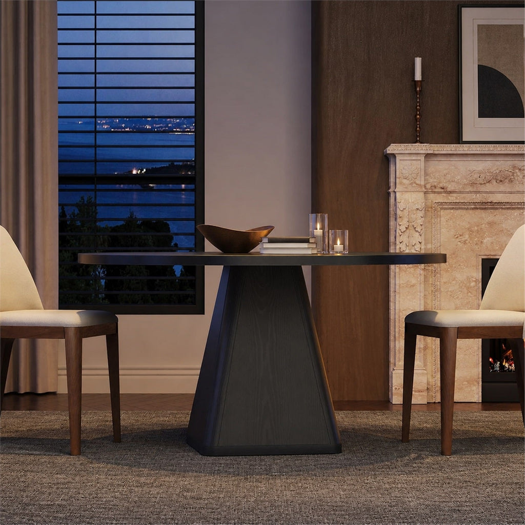 47-Inch Round Dining Table for 4-6 with Pedestal Base